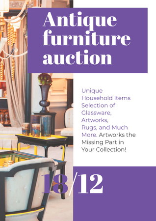 Antique Furniture Auction Poster Modelo de Design