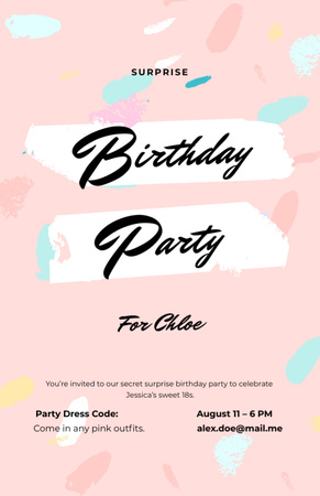 Birthday Surprise Party With Dress Code Invitation 5.5x8.5in Design Template