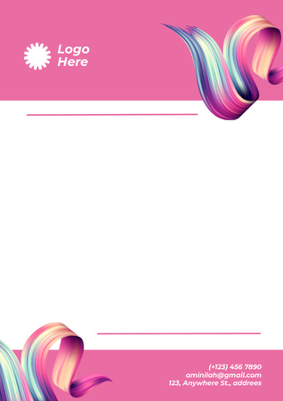 Letter from Company with Abstract Pink Figures Letterhead Design Template