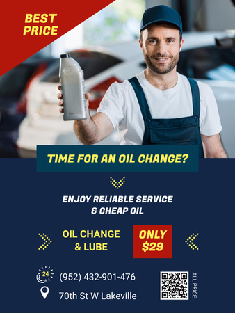 Designvorlage Angebot von Ölwechsel für Auto für Poster US