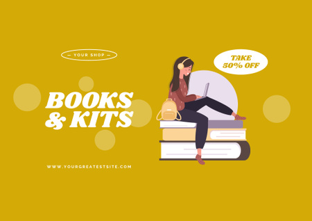Discount Offer on Books Poster B2 Horizontal Design Template