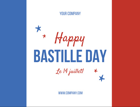 Greeting Card for Bastille Day Postcard 4.2x5.5in Design Template