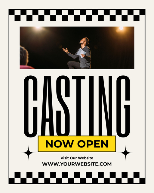 Designvorlage Announcement of Opening Casting für Instagram Post Vertical
