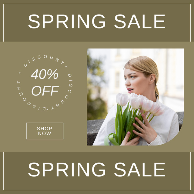 Plantilla de diseño de Discount for Spring Collection with Beautiful Blonde Instagram 