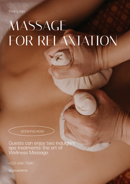 Plantilla de diseño de Ad of Thai Herbal Ball Compress Massage Poster 