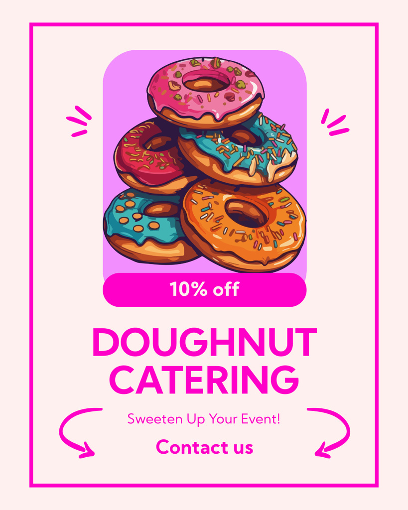 Designvorlage Doughnut Catering Services with Illustration für Instagram Post Vertical