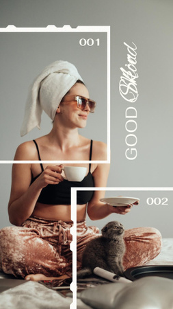 Beauty Inspiration with Girl in Bath Towel Instagram Video Story Modelo de Design