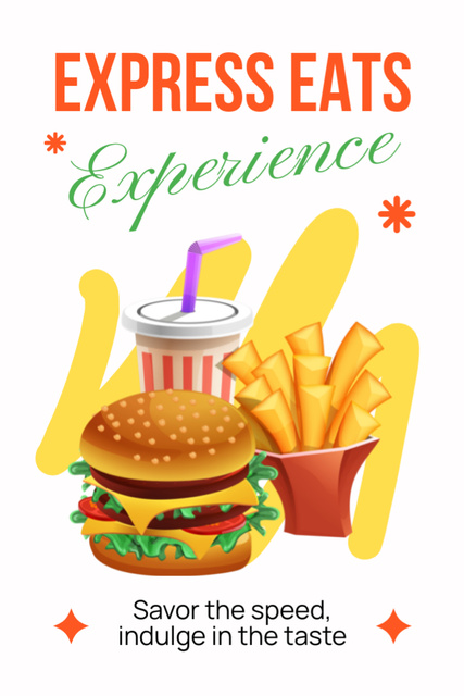 Designvorlage Offer of Express Eats with Illustration of Fast Food für Tumblr