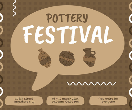 Designvorlage Pottery Festival Announcement With Illustration für Facebook