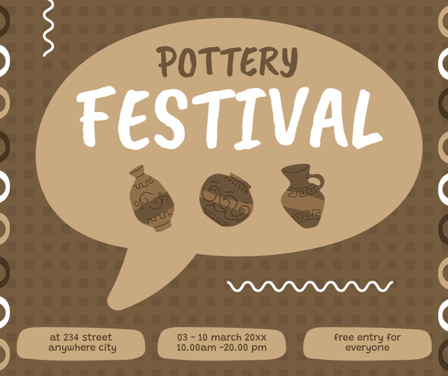 Pottery Festival Announcement With Illustration Facebookデザインテンプレート