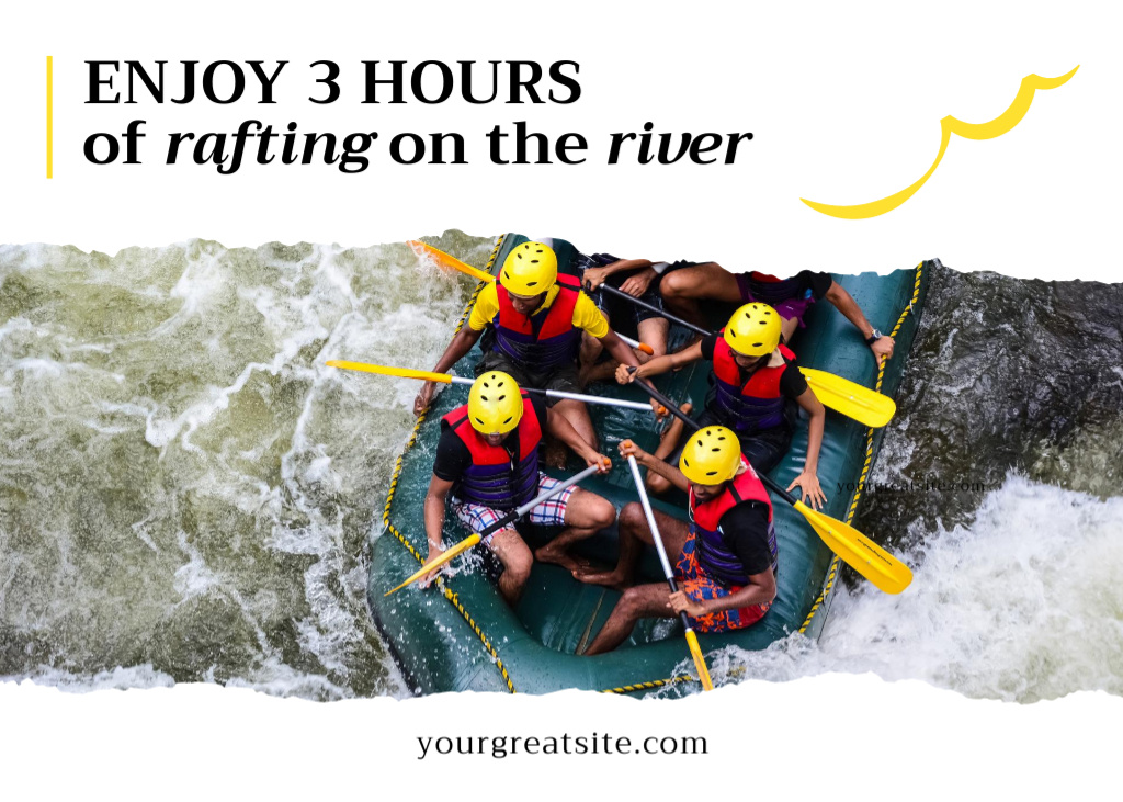 Platilla de diseño Extreme Rafting On River Offer Postcard 5x7in