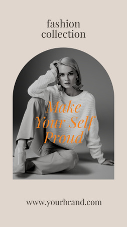 Designvorlage Fashion Collection Ad with Stylish Woman für Instagram Story