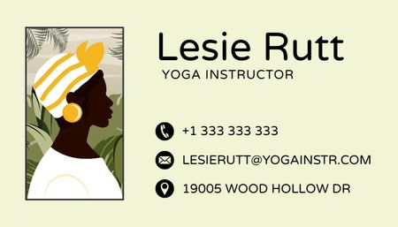 Ontwerpsjabloon van Business Card US van Contactgegevens yoga-instructeur