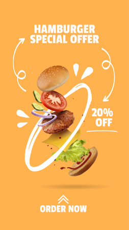 Special Offer of Delicious Hamburger Instagram Story Design Template