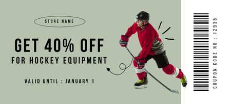 Hockey Equipment Store Promotion Coupon 3.75x8.25in Design Template