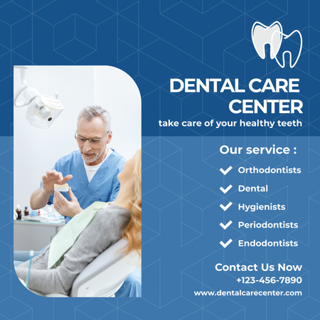 Doctor with Patient in Dental Clinic Instagram Design Template