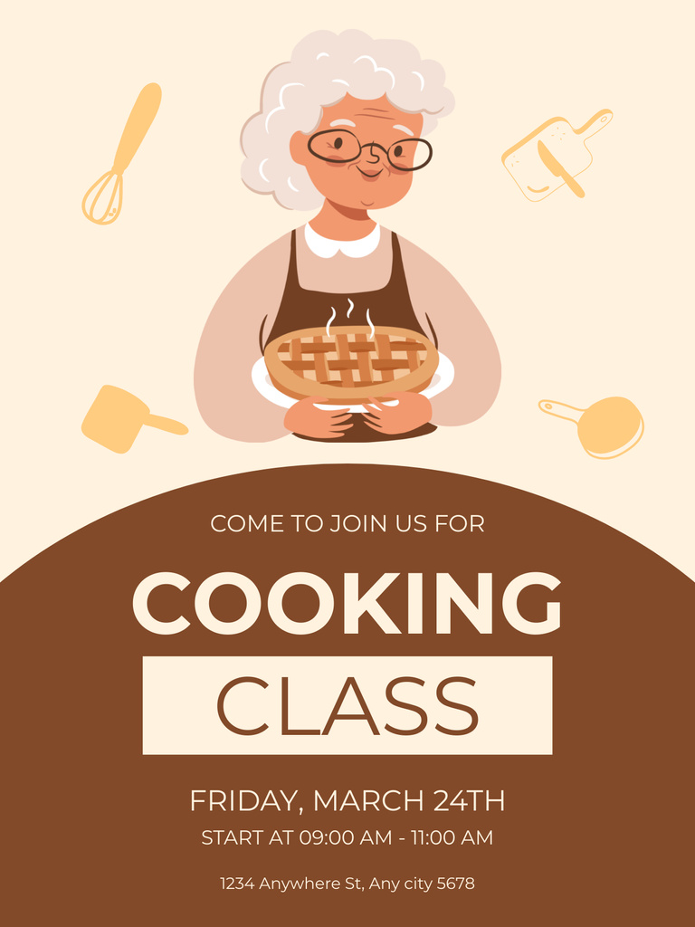 Modèle de visuel Cooking Class For Seniors With Pie - Poster US