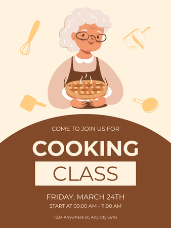 Plantilla de diseño de Clase de cocina para personas mayores con pastel Poster US 