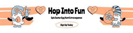 Template di design Annuncio di caccia alle uova di Pasqua con simpatici nani Twitter