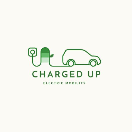 Ontwerpsjabloon van Logo van Emblem with Electric Car