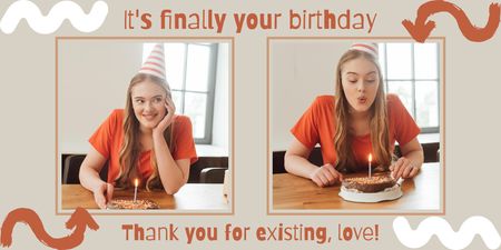 Autumn Birthday Congratulation in Grey and Brown Twitter Design Template