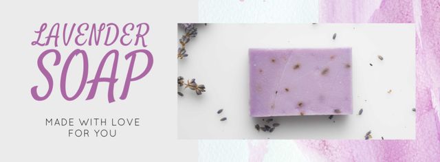 Plantilla de diseño de Handmade Soap Bar Offer with Lavender Facebook cover 