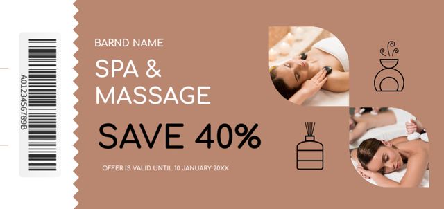 Spa and Massage Services Discount with Sale Price Coupon Din Large Πρότυπο σχεδίασης