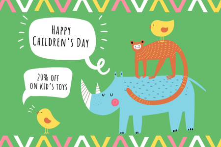 Kids Toys Discount Offer on Children's Day Postcard 4x6in Design Template