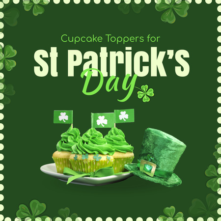 Toppers For Cupcakes On Patrick's Day Animated Post Design Template