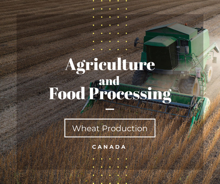 Canada Agriculture Harvester working in field Facebook Design Template