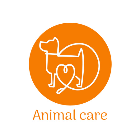 Animal Health Care Orange Emblem Animated Logo Design Template