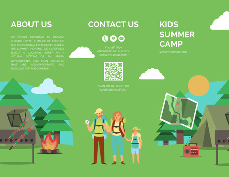 Plantilla de diseño de Anuncio de campamento de verano para niños Brochure 8.5x11in 