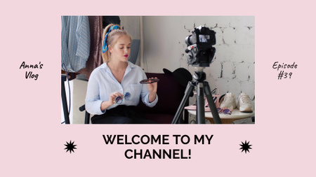Promoção de vlog de estilista competente em rosa YouTube intro Modelo de Design