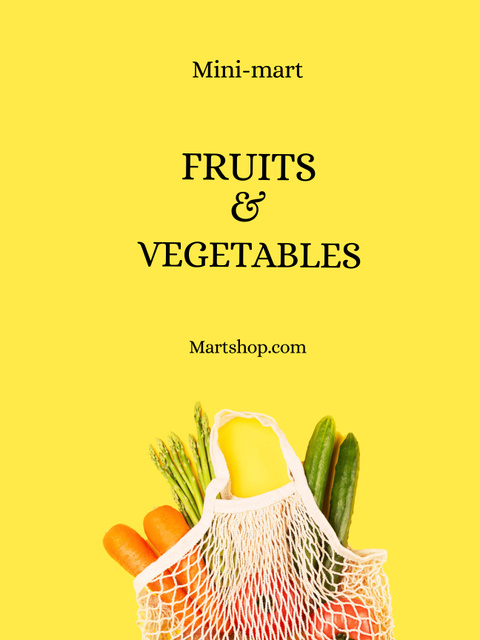 Offer of Fresh Fruits and Vegetables in Eco Bag Poster US Design Template
