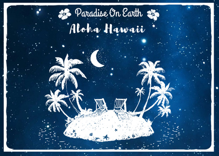 Hawaii Island Under Night Sky Postcard 5x7in Design Template