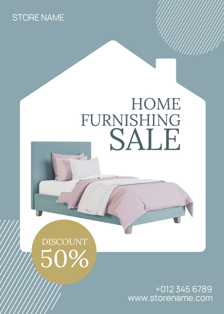 Home Furnishing Sale Pastel Blue Flayer Design Template