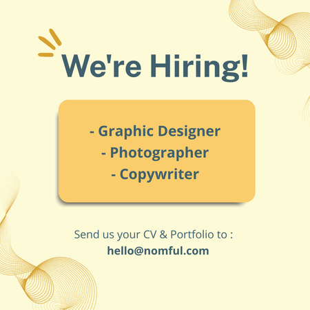 Designvorlage We're hiring announcement für Instagram