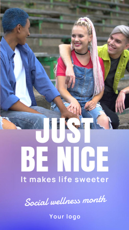 Modèle de visuel Phrase about Being Nice to People - TikTok Video