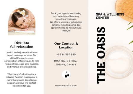 Spa Center Advertisement with Young Woman Brochure Design Template