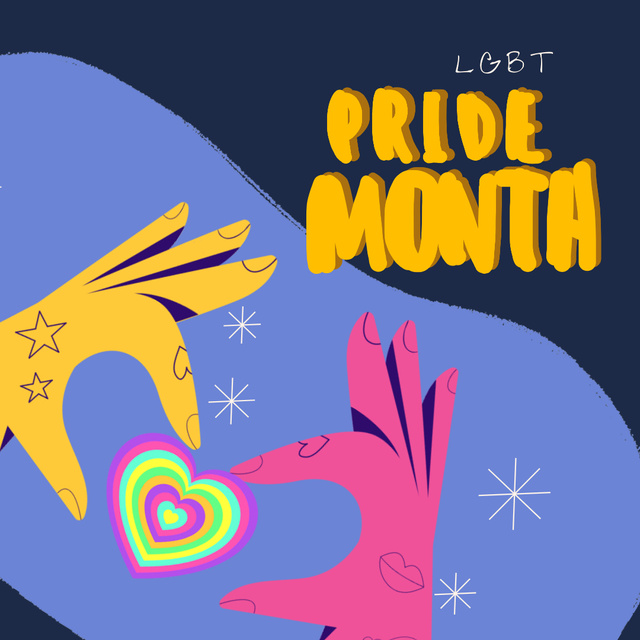 Pride Month Hands holding Rainbow Heart Animated Post tervezősablon