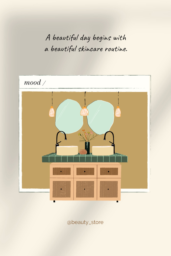 Modèle de visuel Beauty Ad with Wash Basin Illustration - Pinterest