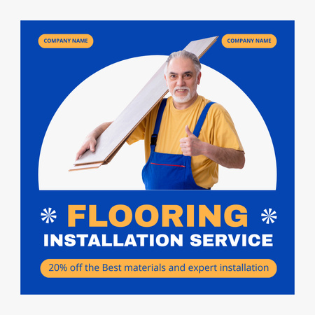 Flooring Installation Service with Mature Repairman Animated Post Design Template