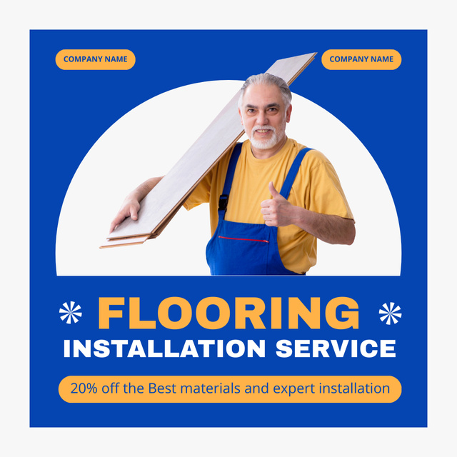 Designvorlage Flooring Installation Service with Mature Repairman für Animated Post