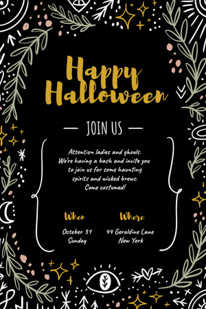 Halloween Greeting on Mysterious Ornament Invitation 6x9in Design Template