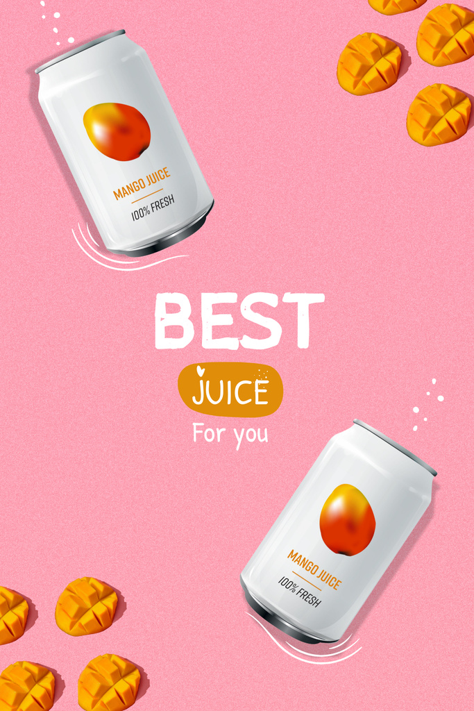 Template di design Energetic Mango Juice in Can on Pink Pinterest