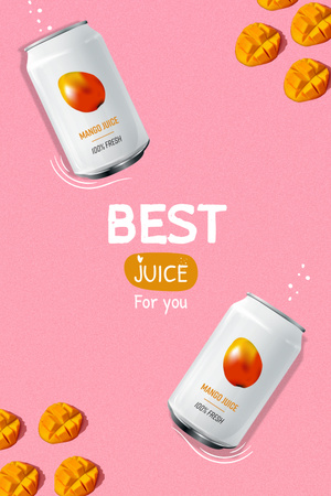 Energetic Mango Juice in Can on Pink Pinterest Design Template