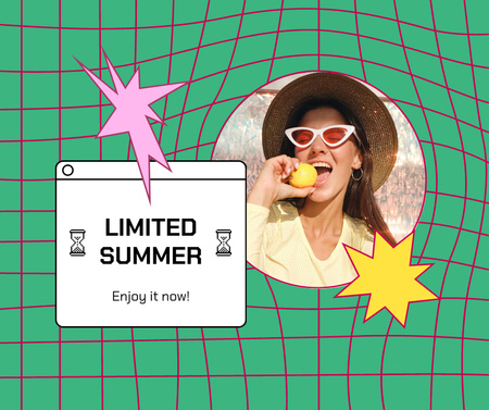 Template di design Summer Inspiration with Cute Girl in Hat and Sunglasses Facebook