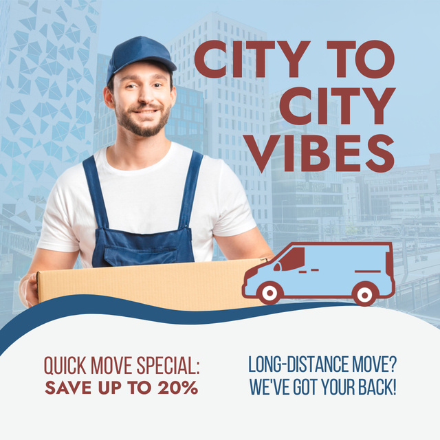 Long-distance Moving Service At Discounted Rates Animated Post Design Template
