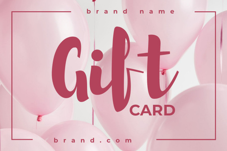 Gift Voucher with Pink Balloons Gift Certificate Design Template