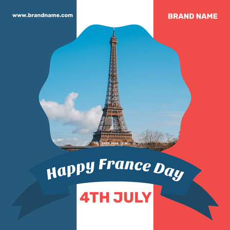 Szablon projektu Szczęśliwego Dnia Bastylii z francuską flagą i Paryżem Instagram